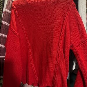 Red Cable Knit Sweater